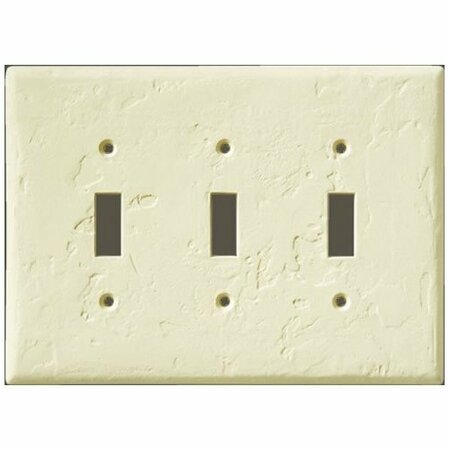 CAN-AM SUPPLY InvisiPlate Switch Wallplate, 5 in L, 6-3/4 in W, 3 -Gang, Painted Hand Trowel/Skip Trowel Texture HT-T-3